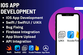 develop, fix, and publish ios apps using swift, swiftui, uikit, xcode, firebase