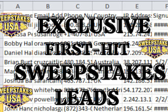 deliver first hit exclusive sweepstakes leads for any targeted country