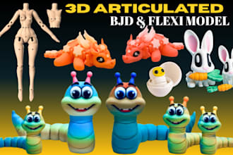 create 3d articulated flexi model bjd doll fidget toy animal 3mf print ready stl
