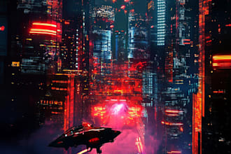 do cyberpunk scifi futuristic city no ai use