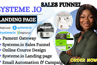 build sales funnel in systeme io, gohighlevel, systeme io landing page design