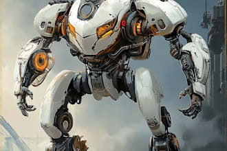 draw mecha and robot reference sheet in anime style