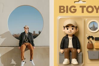 create a custom toy style character with packaging design