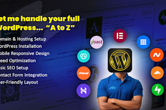 install wordpress, setup hosting and connect domain