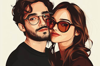 draw you anime couple art portrait