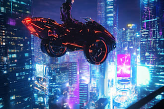 create cyberpunk city promotional
