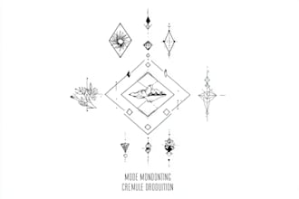 make line art, monoline geometric, minimalist tattoo design