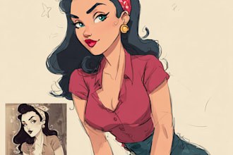 desing a cute and sexy pin up pinup girl of your choice