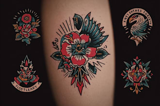 create old school or traditional tattoo style design