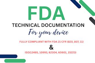 prepare fda documentation for medical devices