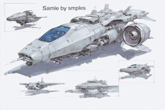 design spaceship, sci fi illustration and sci fi art