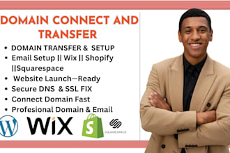 transfer migrate or connect register email domain to squarespace shopify wix