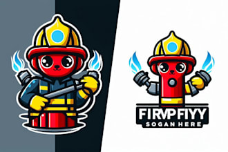 design firefighter fire hydrant silhouette mascot logo with new concepts
