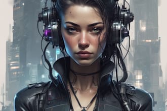 draw futuristic, cyberpunk art in any style for you