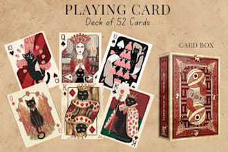 design 52 playing card deck, poker cards, uno template custom layout, box mockup