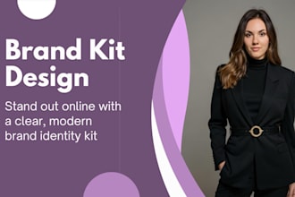 complete brand kit including logo, colors, fonts and social templates