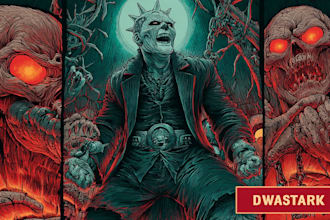 draw dark art illustration for metal t shirt merchadise