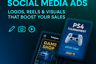 design game shop posters, social media ads, and capcut reels