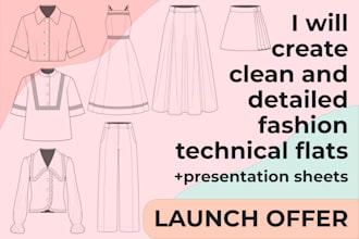 create fashion technical drawings and presentation sheets