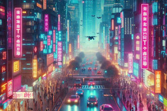 make an concept art for science fiction fantasy cyberpunk