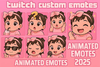 design twitch custom emotes, gif animation or sub png tuber