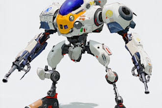 draw gundam, transformers, mecha robot in anime manga style