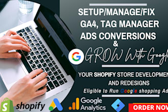 setup ga4, tag manager, and google ads conversion for shopify store