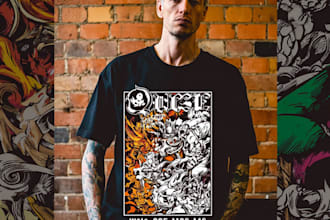 create animal linocut tshirt design for brands