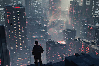 do cyberpunk scifi futuristic city no ai use