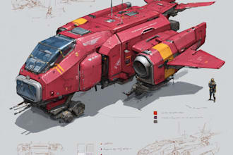 cerate concept art spaceship or vehicle design