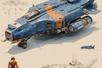 design spaceship, sci fi illustration and sci fi art