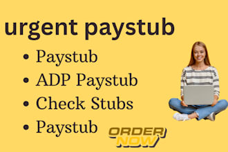 create adp, paystub, w2, check stub, payroll