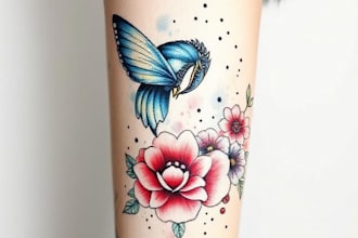create a beautiful watercolor flowers tattoo design