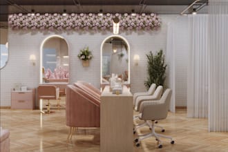redesign 3d salon,cosmetic store,enscape photorealistic 3d rendering,skn studio