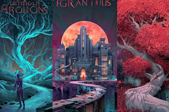 design fantasy, sci fi and horror book cover or illustration