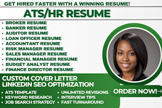 write a banking resume, loan officer, wealth, sales, and bank manager, broker cv