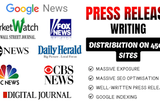 write press release and submit press release distribution to top media outlets