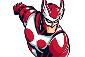 draw awesome superhero mascot character and mascot logo