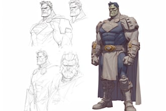 concept art superhero character for anime style comic