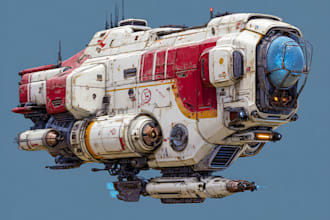 draw scifi futuristic vehicle aircraft spaceship for you