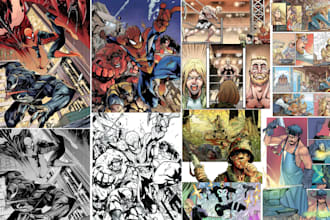 draw comic book art graphic novel cover page superhero character inker colorist
