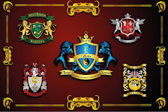 custom luxury heraldic coat of arms logo for your family, brand, or business