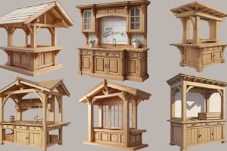 woodworking 3d model furniture technical drawing 2d cad woodworking for children