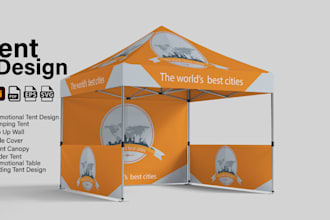 design tent, canopy tent, table cover, and flag