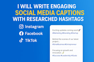 write engaging social media captions with researched hashtags