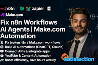 fix and automate workflow with n8n ai agent, make, zapier, ghl, yt automation