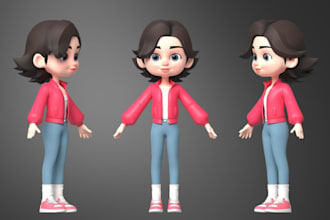 3d cartoon teen girl character for animation video,3d printing,maya rig,ue5 rig