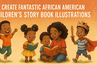 create fantastic african american children story book illustrations