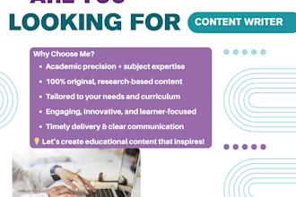 write advanced science textbooks, worksheets, and animated video scripts