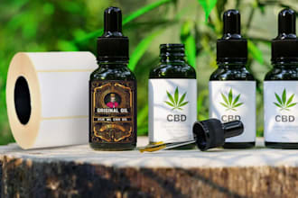 custom cbd label design hemp oil bottle label cbd packaging design modern label